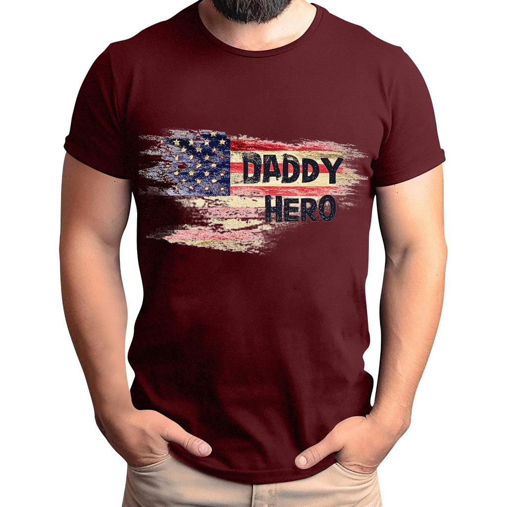 Мужская футболка с принтом флага ко Дню отца, мужской свободный повседневный топ с коротким рукавом