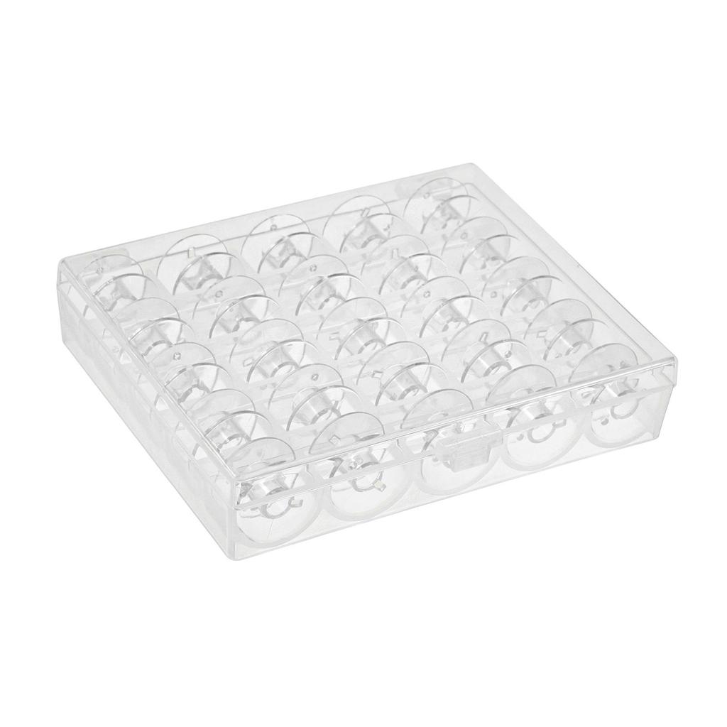 25Pcs Plastic Bobbins Sewing Machine Bobbin Embroidery Bobbins with Case Transparent Sewing Machine Bobbins Spools Clear