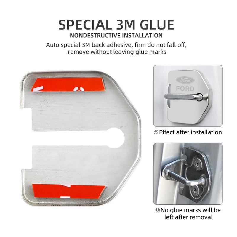 Car Sticker 4pcs Door Lock Decoration Protection Cover Emblem case for Ford Kuga Territory Focus RS Escort Fiesta Mondeo Accesso