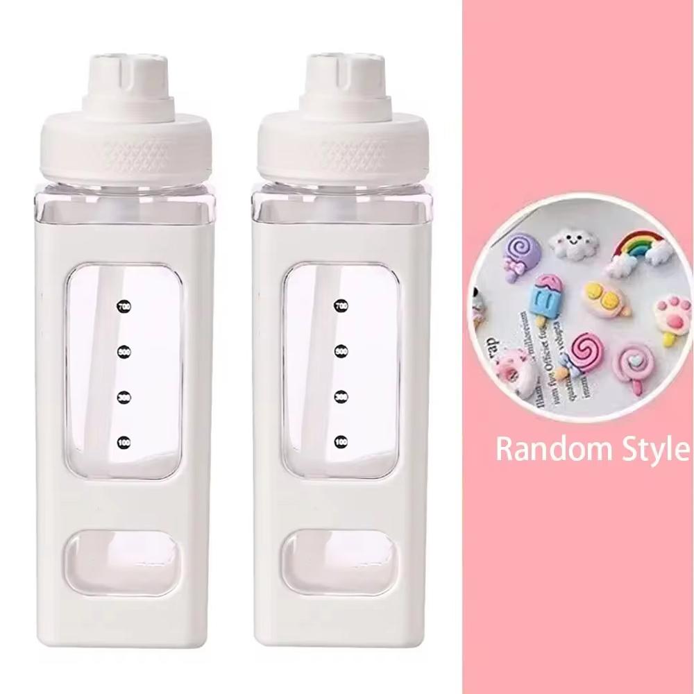 700ml Kawaii Water Bottle for Girls,Cute Kids Water Bottles with Straw 3D Sticker Drinking Bottle Portable Leak Proof Water Jug