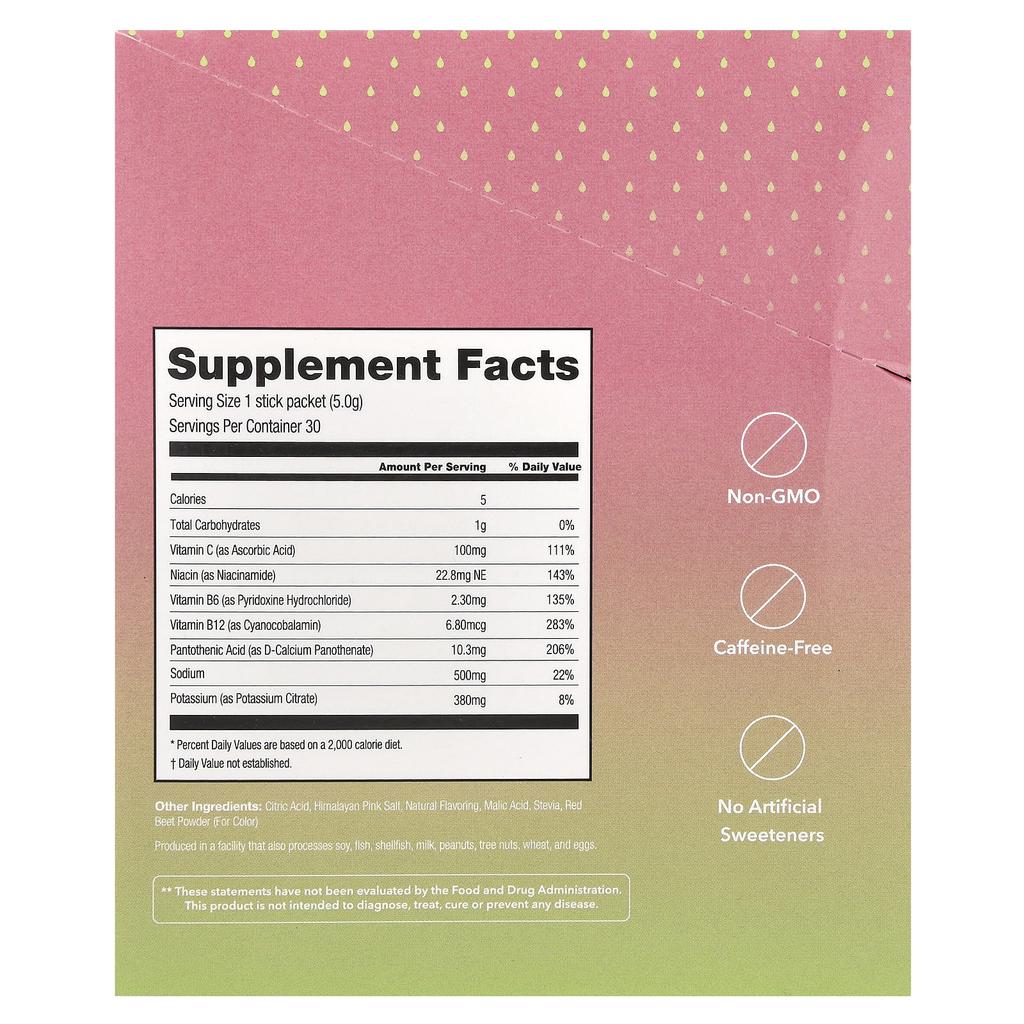 310 Nutrition 310 Hydrate, Electrolyte Drink Mix, Watermelon Flavor, 30 Sticks, 5G (0.18Oz) Each