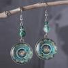 Vintage Tribal Dangle Earrings with Mandala Flower Design Boho Jewelry- Symbol of Peace & Luck for Daily Outfits & Party Accessories for Women