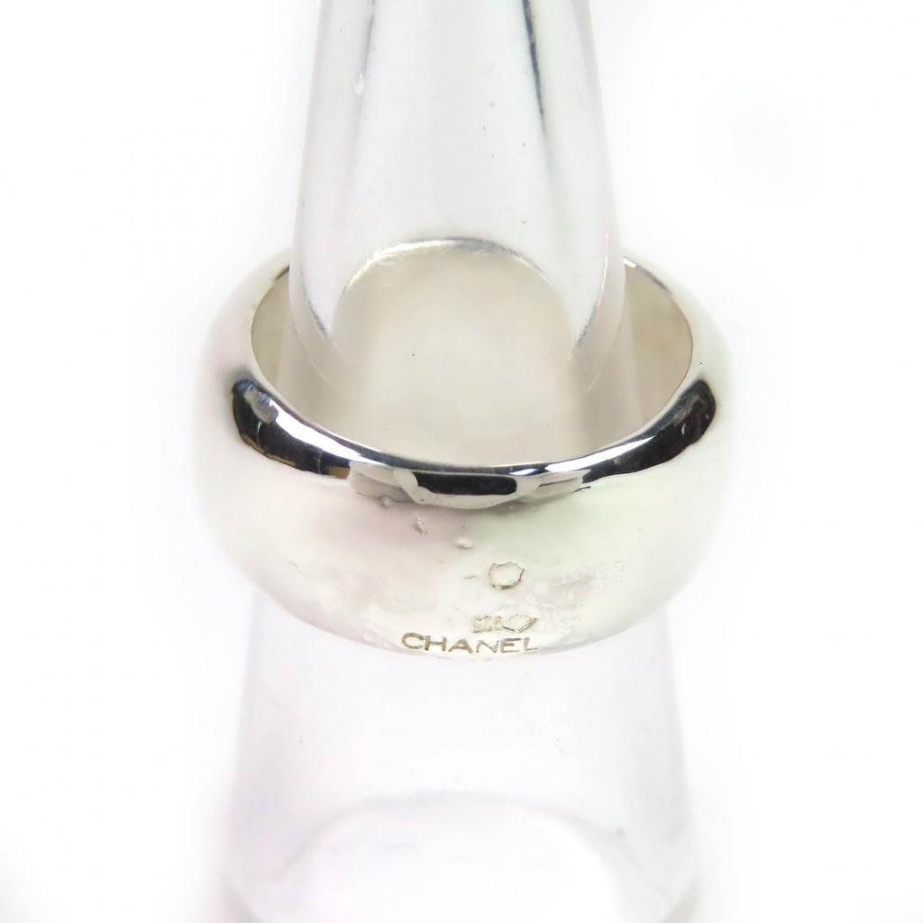 Excellent CHANEL Ring Logo engraved wide Silver SV925 Women Used