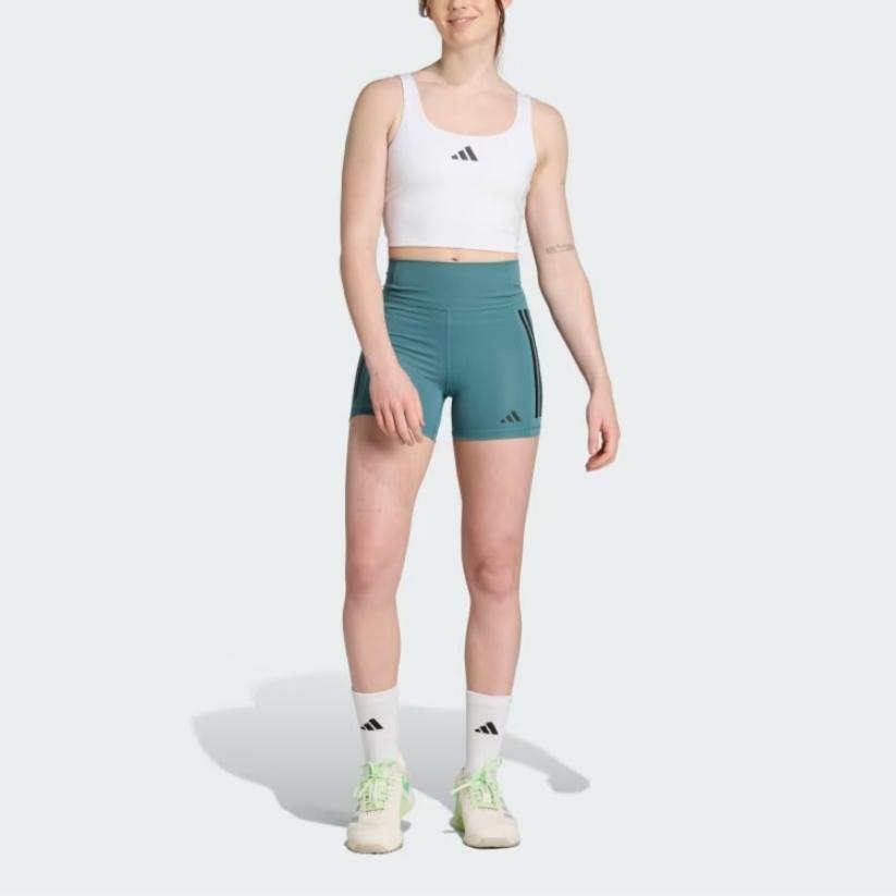 Adidas Optime 3-Stripes Climacool Brand Logo High-Waisted Moisture-Wicking Sports Shorts Women Shorts JX2817