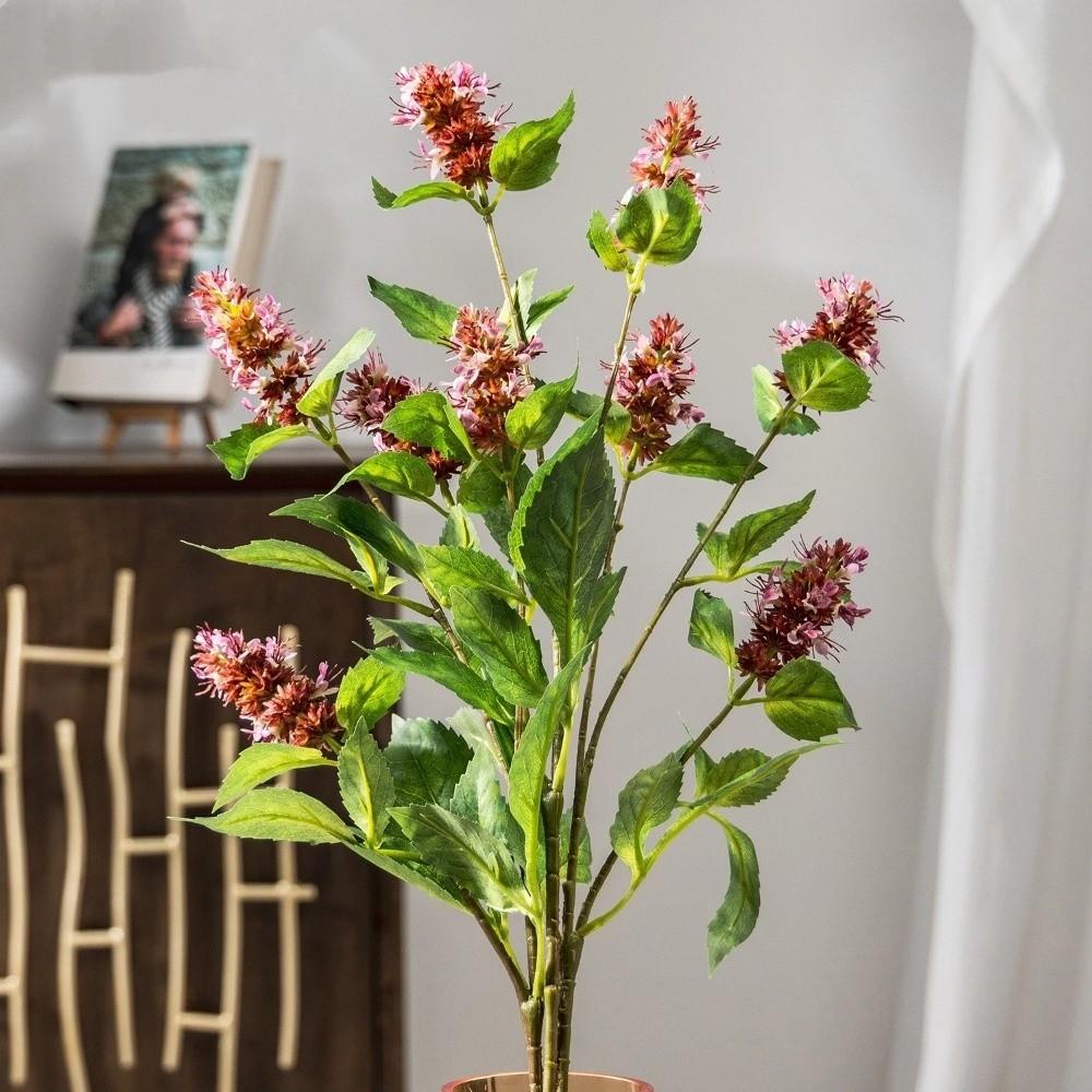 Tall Stem Artificial Pogostemon Stem 3 Head Pogostemon Cablin Fake Patchouli Branch Holiday Party