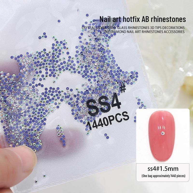 Nail Art Rhinestones Set: 1440pcs Hotfix White Round Flat Back Stones for Nail Decoration.