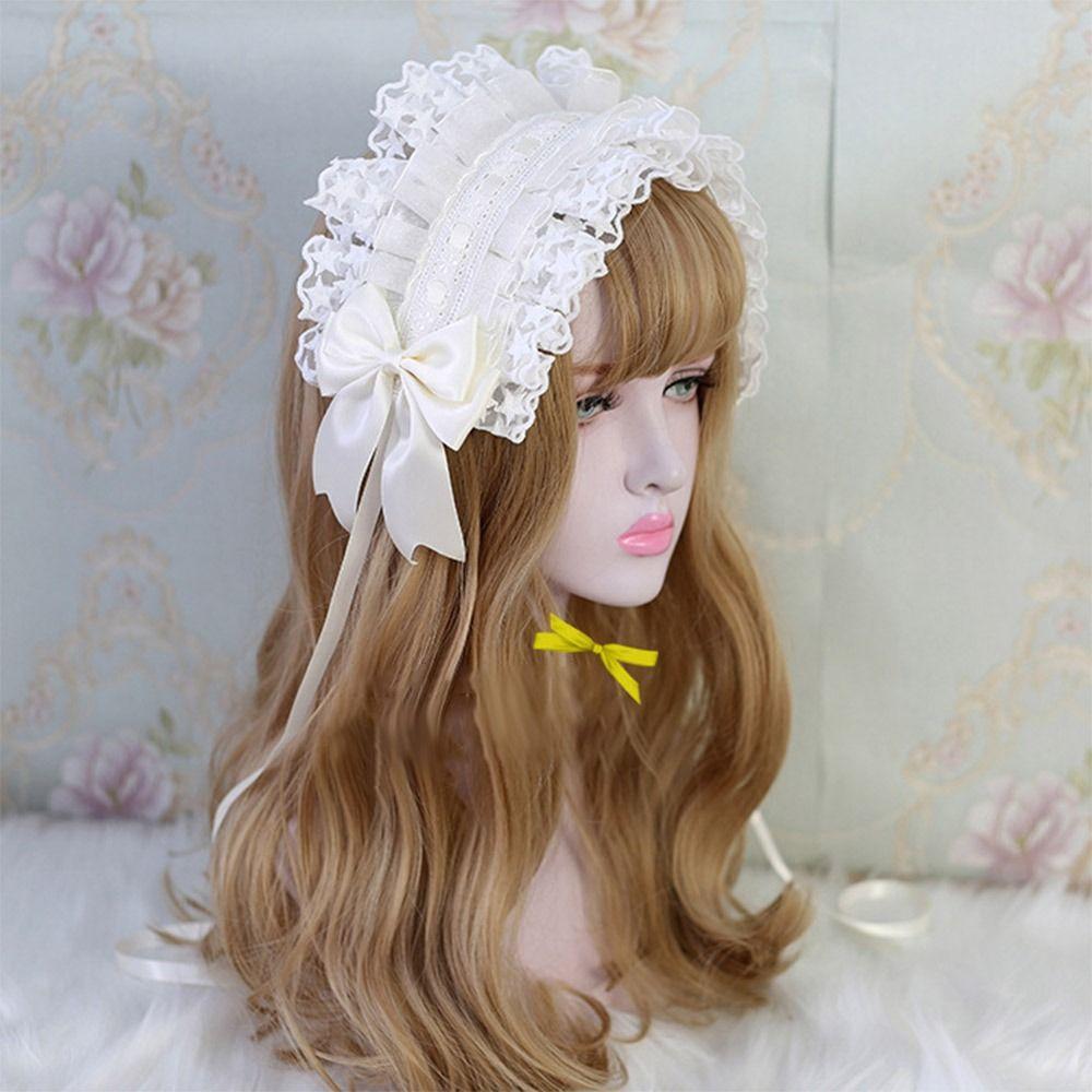 Повязка на голову с заколками Лолита с оборками Заколки для волос из кружевной ленты Вышитые заколки для волос