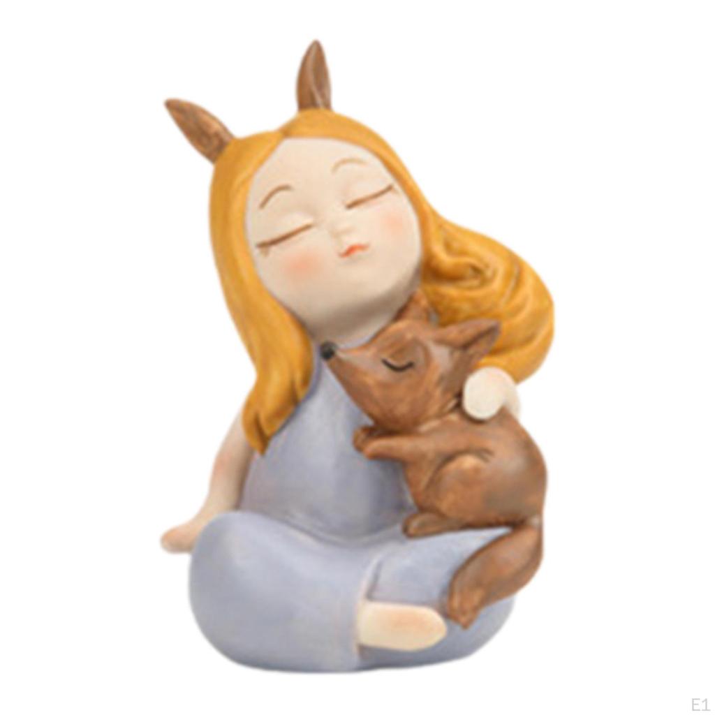 Girl Figurines Statues Crafts Creative Figure Tabletop Decoration Ornament for Car Dashboard