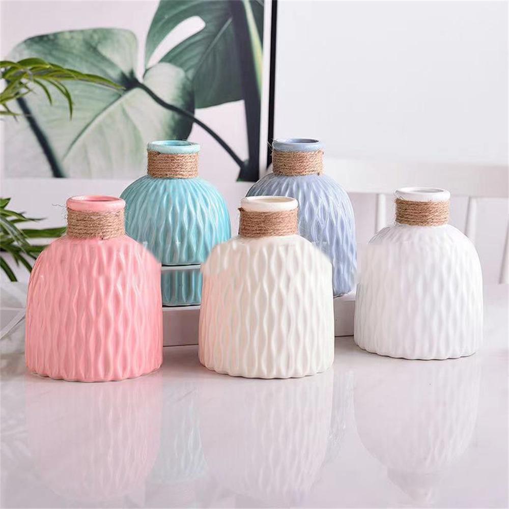 Modern Flower Vase Imitation Ceramic Flower Pot Decoration Home Plastic Vase Flower Arrangement Nordic Style Home Decoration