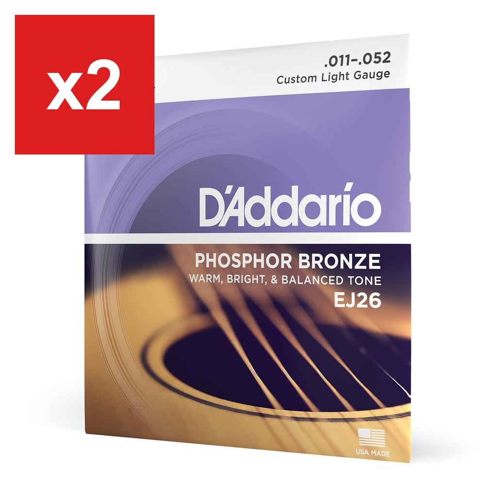 Струны для акустической гитары D'Addario EJ26 Фосфорная бронза Custom Light .011-.052