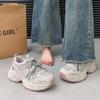 Ретро платформа папины кроссовки маленькие девочки осень новые подростковые дышащие повседневные универсальные кроссовки увеличивающие рост