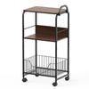 PRTONE Kitchen Rack Kitchen Wagon with Casters and Top Board Width 43 X Depth 30 X Height Cm Bedside Table Metal Rack 3 Tiers with Escan Kitchen