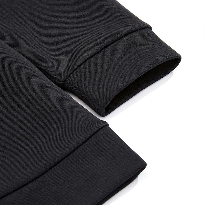 Li Ning Pattern Logo Round Neck Long Pullover Loose Sweatshirt Men Sweatshirt Black AWDUH45-1