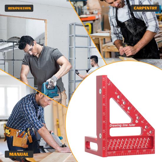 3D Многоугольная измерительная линейка Высокоточная треугольная линейка из алюминиевого сплава с 6 отверстиями для позиционирования