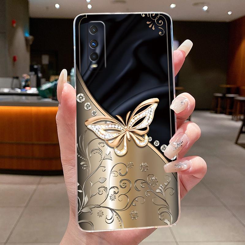 Phone Case For VIVO Y70S / Vivo IQOO U1 Funda Capa Butterfly Bow Protective Casing Transparent Soft Silicone TPU Cover Coque