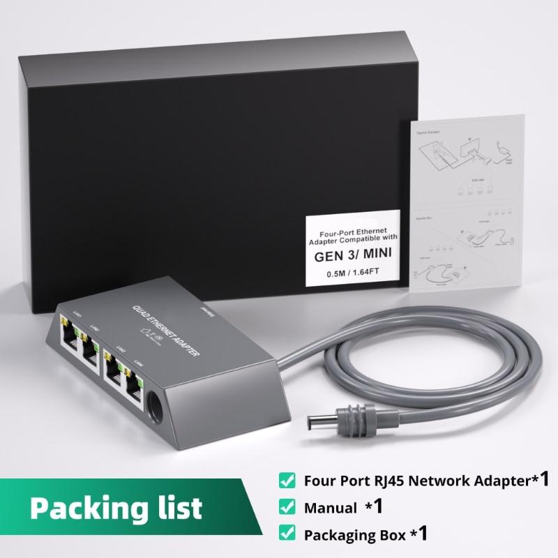 Металлический коммутатор RJ45 для сети, поддерживает передачу данных 1000 Мбит/с, для Gen3/ Mini и подключения нескольких устройств