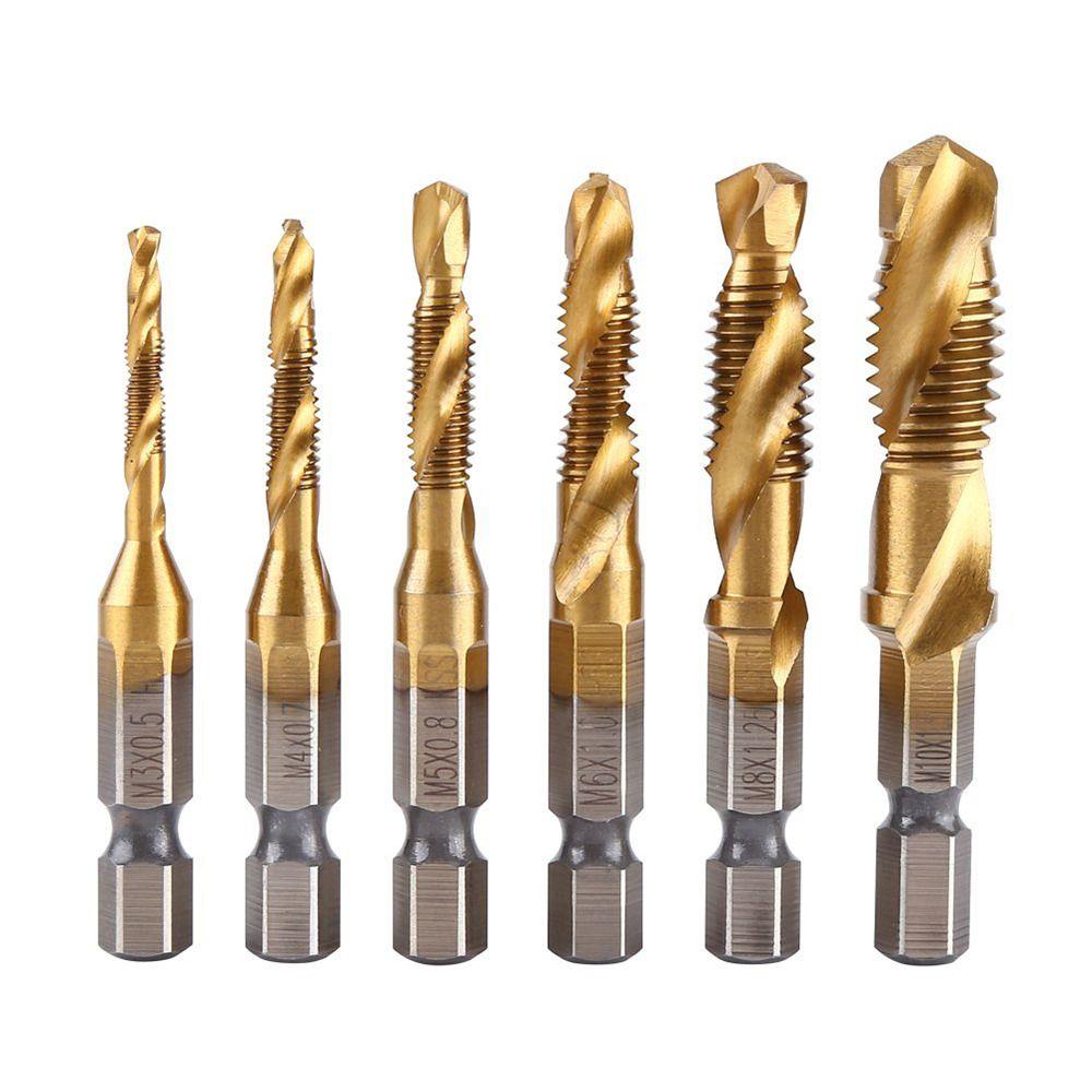 Screw Thread Bit HSS Screw Machine Titanium Plated Shank Tap Drill Bits Hex Shank Tap Drill Bit