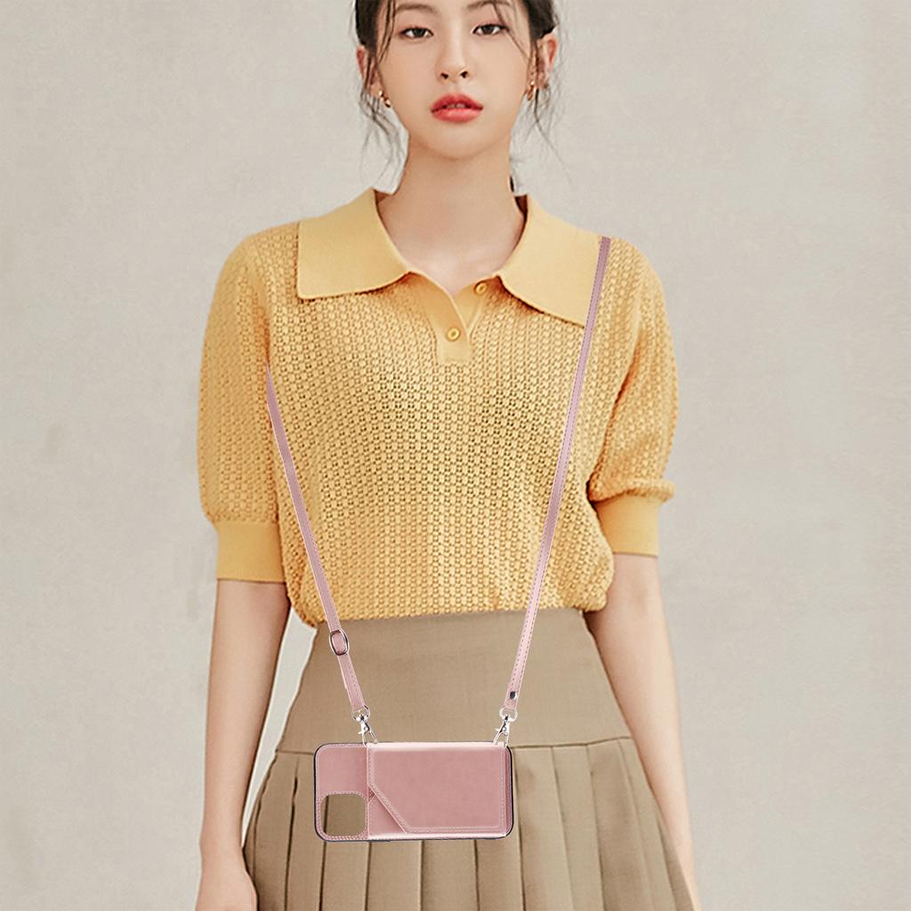 Кожаный чехол-книжка с ремешком через плечо и отделениями для карт для iPhone 15 14 Plus 13 12 11 Pro Max для Samsung S24 S23 S22 S21 Ultra Plus Note20Ultra A15 A05