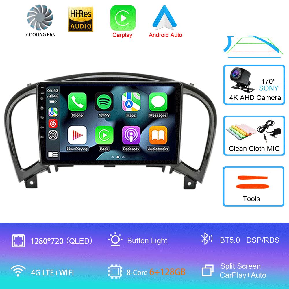 Видеоплеер Android 14 Carplay Auto для Nissan Juke YF15 2010 - 2014 Мультимедийное автомобильное радио WIFi+4G DSP 2 DIN сенсорный экран