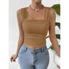 Женский укороченный топ без рукавов с открытым пупком, квадратным воротником и жилетом на бретелях