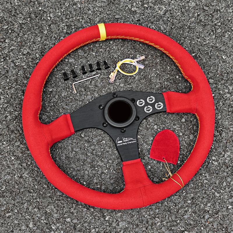 JDM Modified Style Suede Steering Wheel 14inch Flat Dish Racing Tuning Steering Wheel for Universal