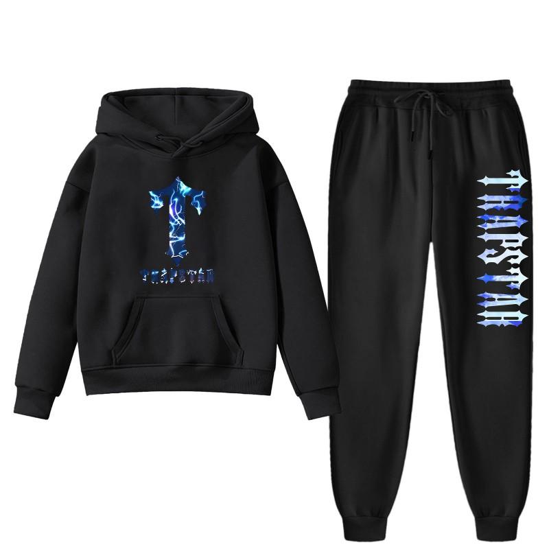 Trapstar Print Hoodie Pants Set Men Women Casual Streetwear Winter