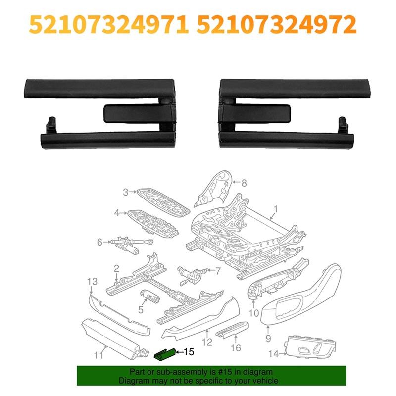 Накладка направляющей переднего сиденья 52107324971 52107324972 Для BMW X5 M X6 F15 F16 F85 F86 2013-2018 1 пара Пластина направляющей рельса сиденья