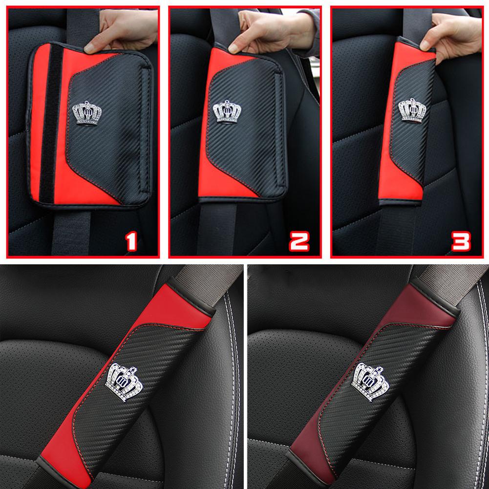 Чехол на ремень безопасности автомобиля из углеродного волокна Crystal Crown, накладка на ремень безопасности, аксессуары для салона автомобиля