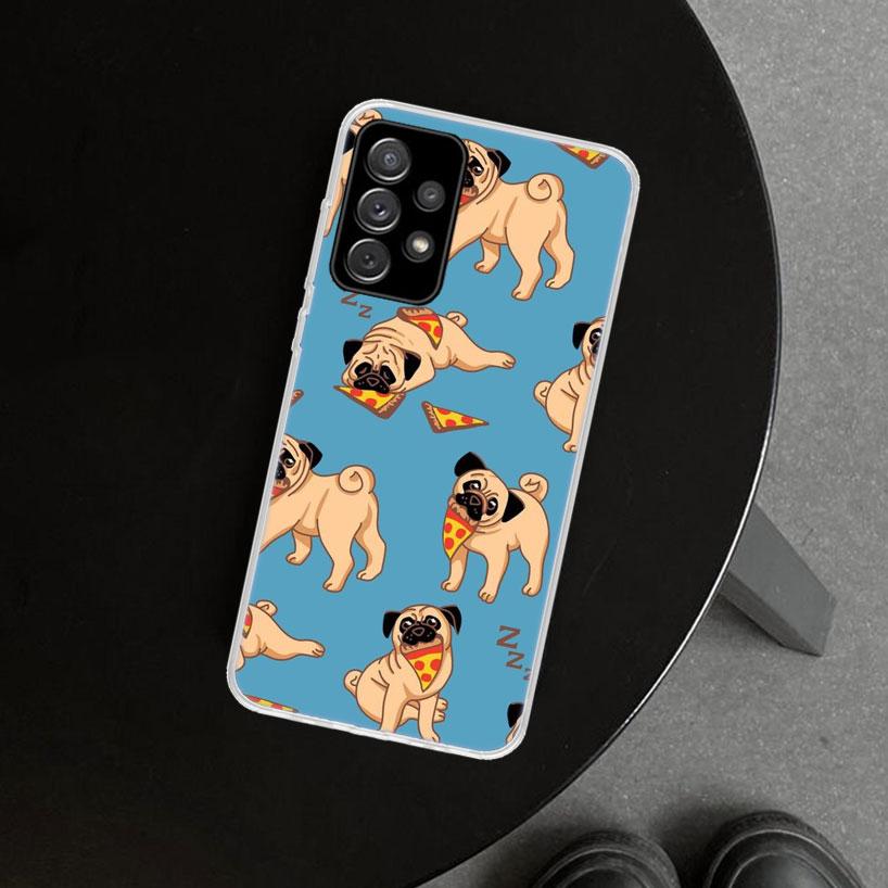 Милый телефонный чехол-обложка с собакой мопс для Samsung Galaxy A12 A22 A32 A52 A72 A02S A51 A50S A31 A20S A10S Note 20 Ultra 10 Plus Galaxy A5