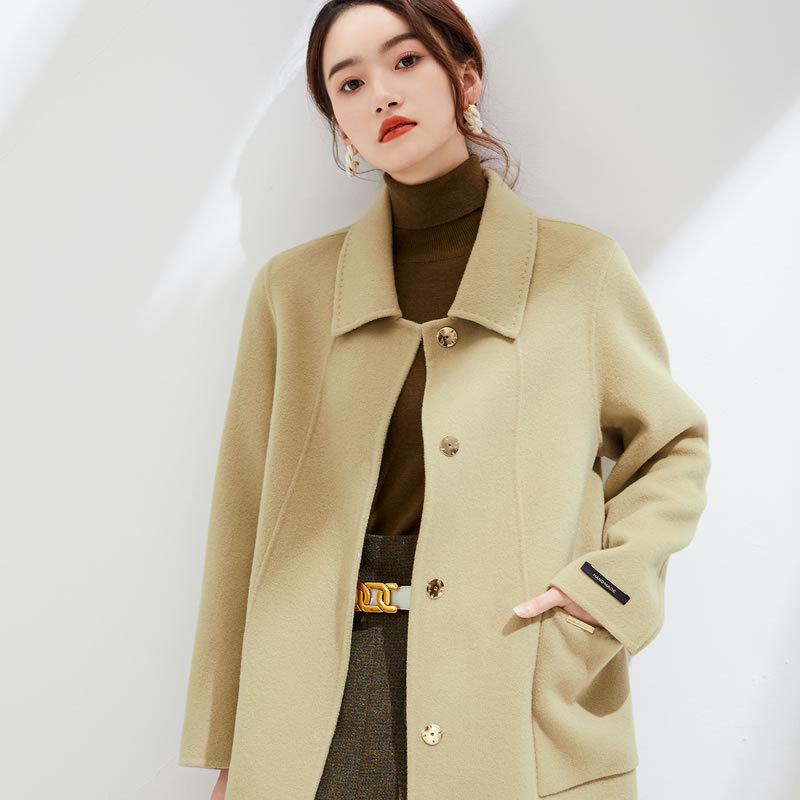 Высококачественное приталенное двухстороннее шерстяное пальто - длинный кашемир для осени/зимы 2024 года, большой размер.