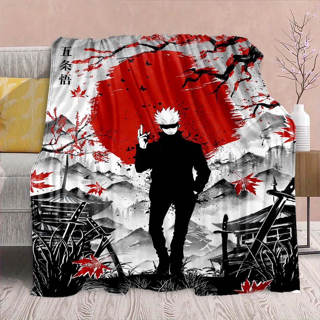 Jujutsu Kaisen Anime Flannel Blanket - Soft Warm Perfect for Sofa, Bedding Camping Travel Office Home Decor -QJY