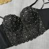 Укороченные топы yushutiff, кружевной женский корсет со стразами, летний бюстгальтер пуш-ап, укороченный бюстгальтер без косточек, женский бюстье, Femme Mujer, одежда