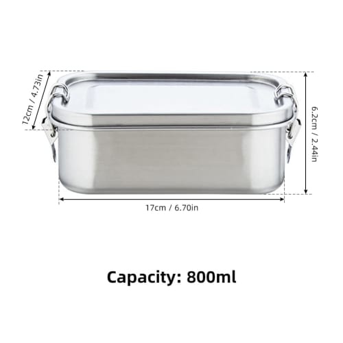 Контейнер для ланча SHUBIAO, контейнер для ланча из нержавеющей стали 304 - металлический контейнер для ланча с 2 отделениями, металлическая коробка для ланча для детей и взрослых, 800 мл, можно мыть в посудомоечной машине