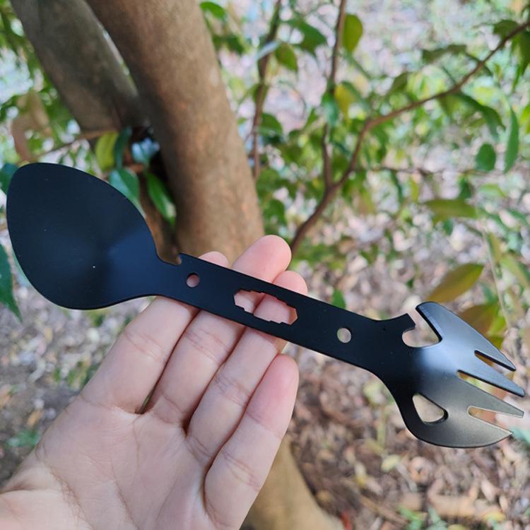 Уличный многофункциональный инструмент из нержавеющей стали: Вилка, Ложка, Открывалка для бутылок и Гарпун для выживания