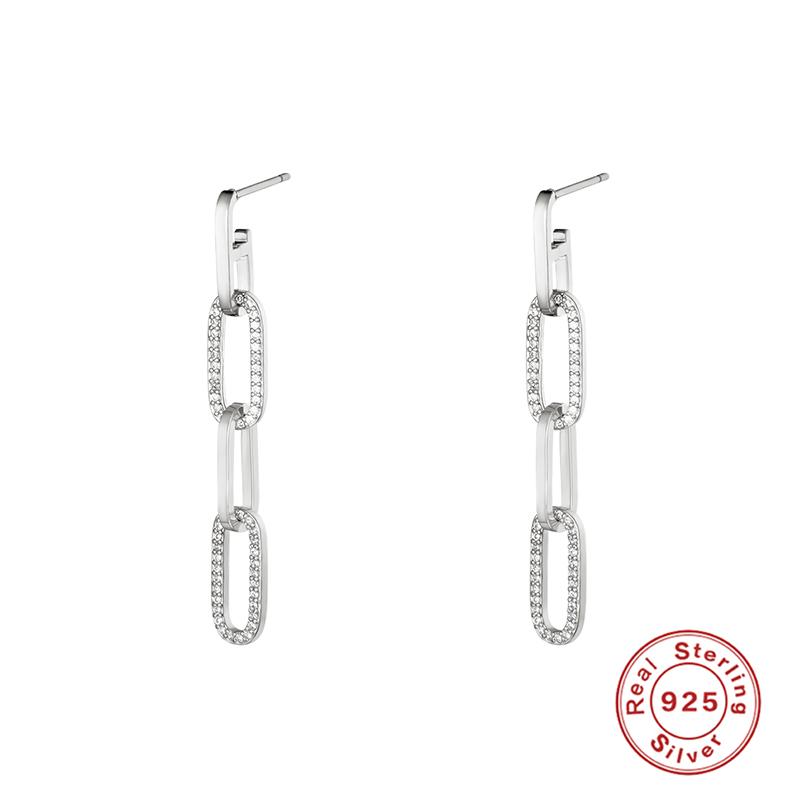 canner Серьги-гвоздики из стерлингового серебра 925 пробы для женщин, 1 пара, цепочка, кисточка, циркон, украшения для пирсинга