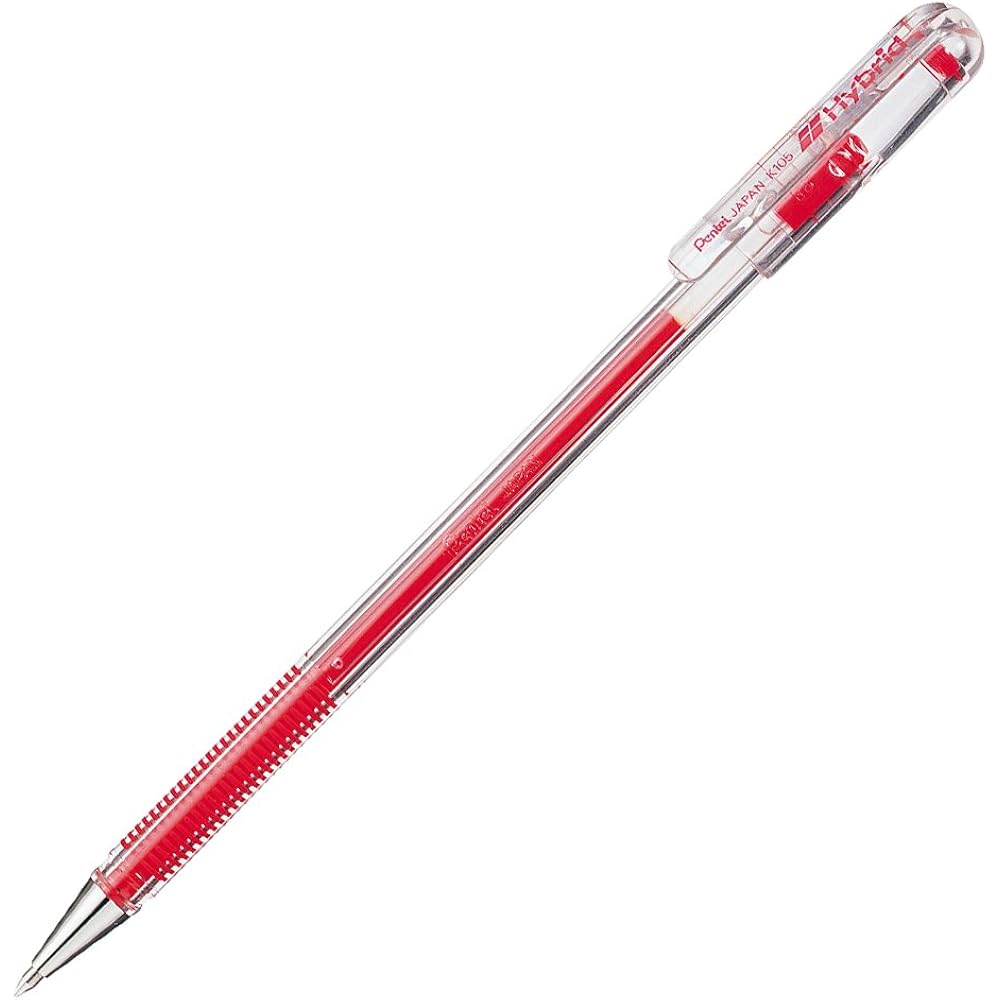 Гелевая шариковая ручка Pentel Hybrid 0,5 мм, красные чернила K105-GB