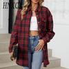 Женские модные повседневные клетчатые кардиганы с принтом осень-зима с длинными рукавами и воротником-поло