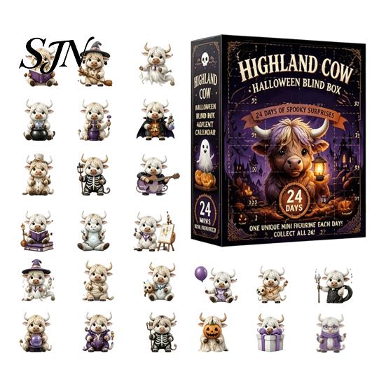 Cute Cow Party Supplies 3D Highland Advent Calendar 2026, Christmas Countdown with Theme Favors Farm Cattle Mini Figurines for Hanging Ornaments