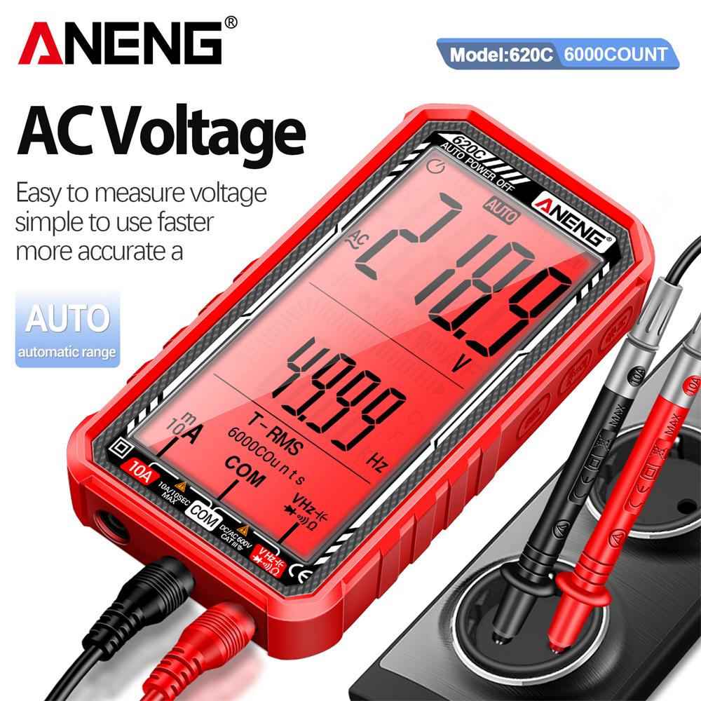 Многофункциональный цифровой мультиметр ANENG 620C, перезаряжаемый, профессиональный, с бесконтактным определением напряжения, измерение переменного/постоянного напряжения, ЖК-экран, инструменты для измерения тока