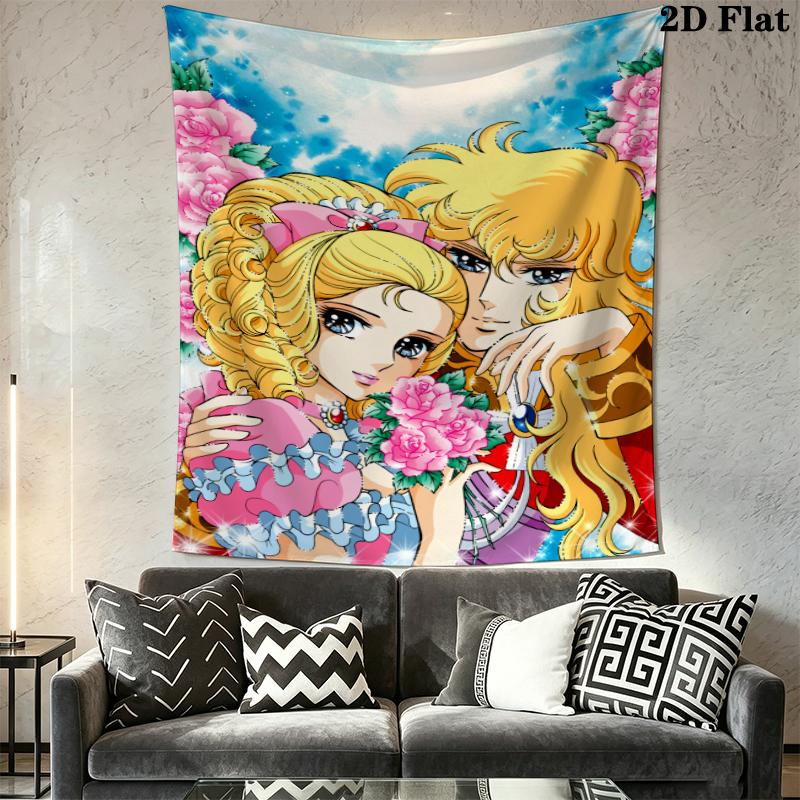 Versailles Rose Love Wall Tapestry Aesthetic Wall Hanging Printed Fabric Blanket Decorative Tapestries for Bedroom Living Room Home Decor