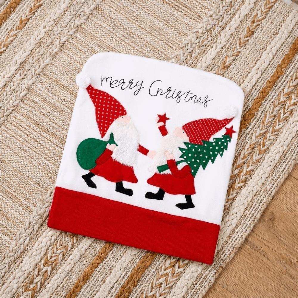 Non-Slip Christmas Chair Cover Cartoon Chair Back Cover Washable Stool Covers Hotel