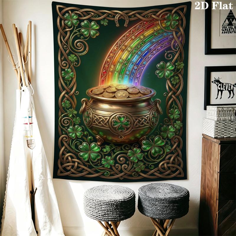 Coins&Rainbows Wall Tapestry Aesthetic Wall Hanging Printed Fabric Blanket Decorative Tapestries for Bedroom Living Room Home Decor