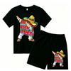Fashion Cartoon Characters with Cool Stylish Designs Print Outdoor Street Kids T-shirt and Shorts Summer Home Casual Outfit Boy and Girl's Sports Set