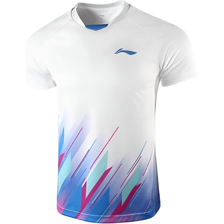 Li Ning Sports Удобная Тренировочная Фитнес Лого Футболка с Коротким Рукавом для Бадминтона Мужская Топы Темно-Темно-Синий AAYT537-1