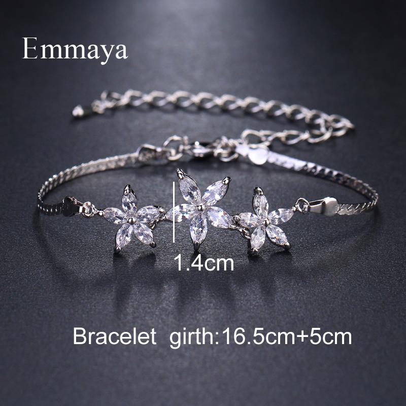 Emmaya Fashion AAA Cubic Zircon White Flower Adjustable Bracelets For Woman Elegance Luxury Wedding Party Birthday Gift