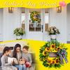 17 Inch Sunflower Wreath with Welcome Artificial Fake Flower Wreath for Front Door for Door Wall Front Porch Home Decoration