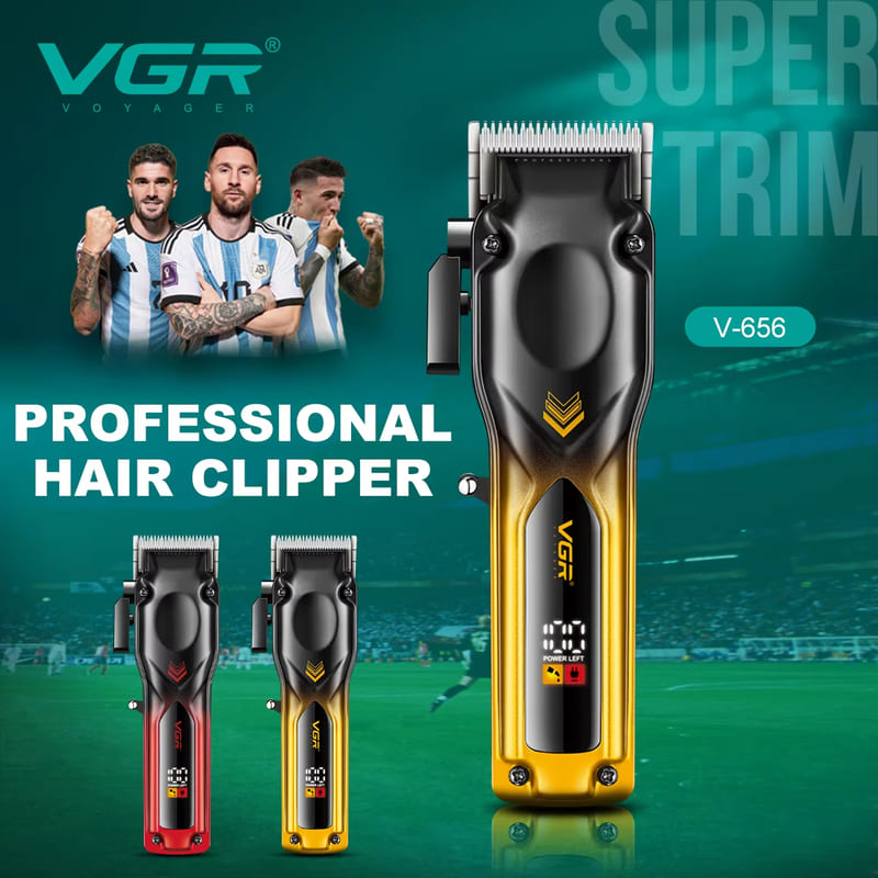 Оригинальная домашняя машинка для стрижки волос VGR V-656, градиентный цвет, триммер для масляной стрижки, высококачественный триммер для волос, электрическая машинка для стрижки волос с интеллектуальным цифровым ЖК-дисплеем