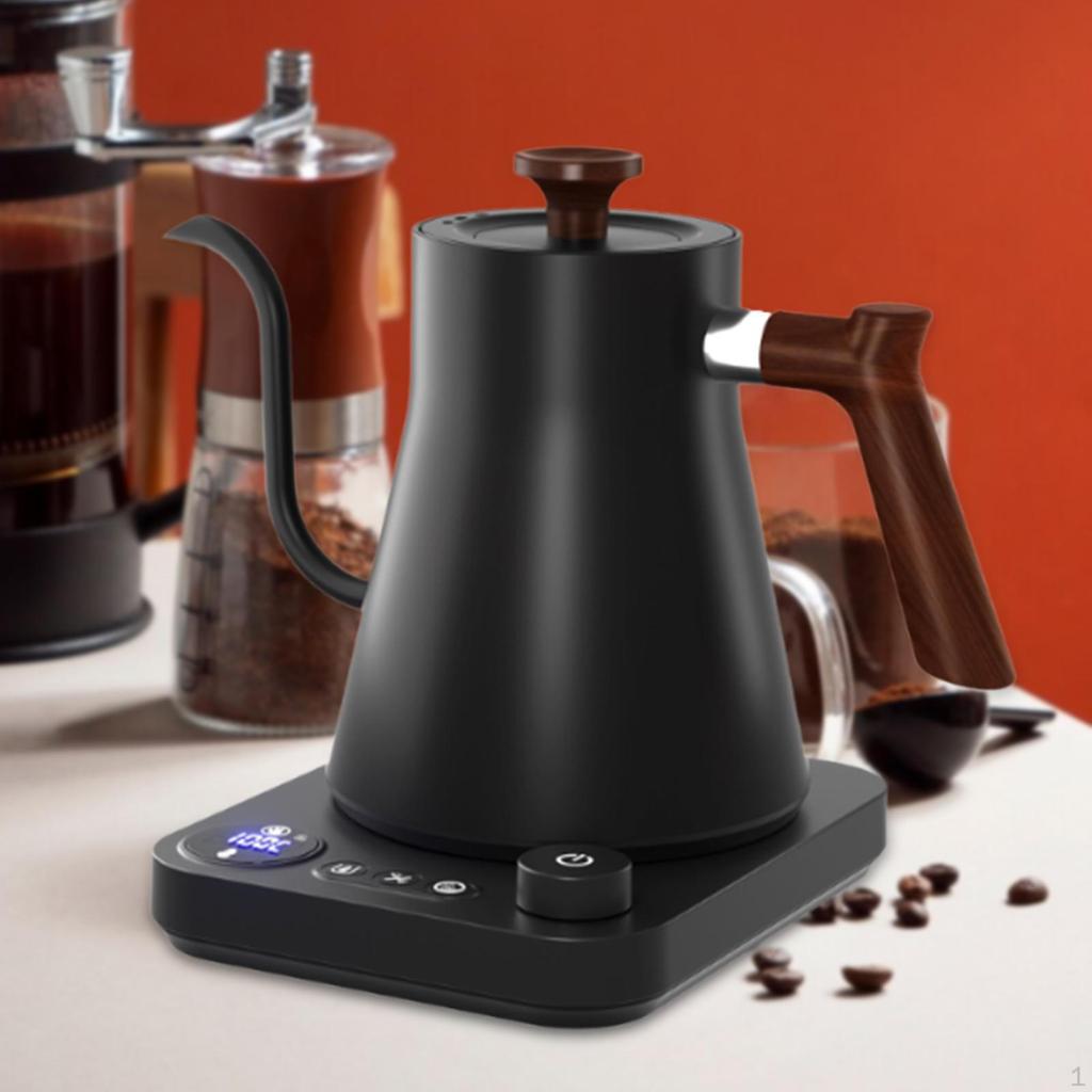 Electric Gooseneck Pour Over Kettle Temp Control 1200W Quick Boil for Office Black