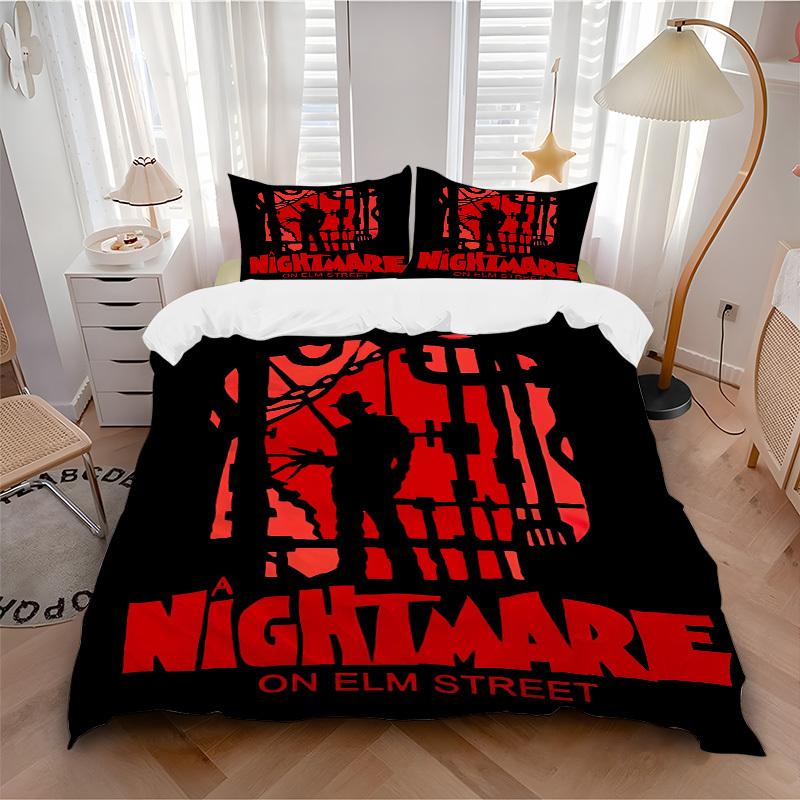3pcs A Nightmare on Elm Street Bedding Set, Soft Polyester Duvet Cover and Pillowcases Machine Washable Seasons all suitable 64