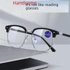 Square Anti-Blue Light Reading Glasses for Men - High-End Large Frame, Suitable for Myopia and Middle-Aged/Elderly Use